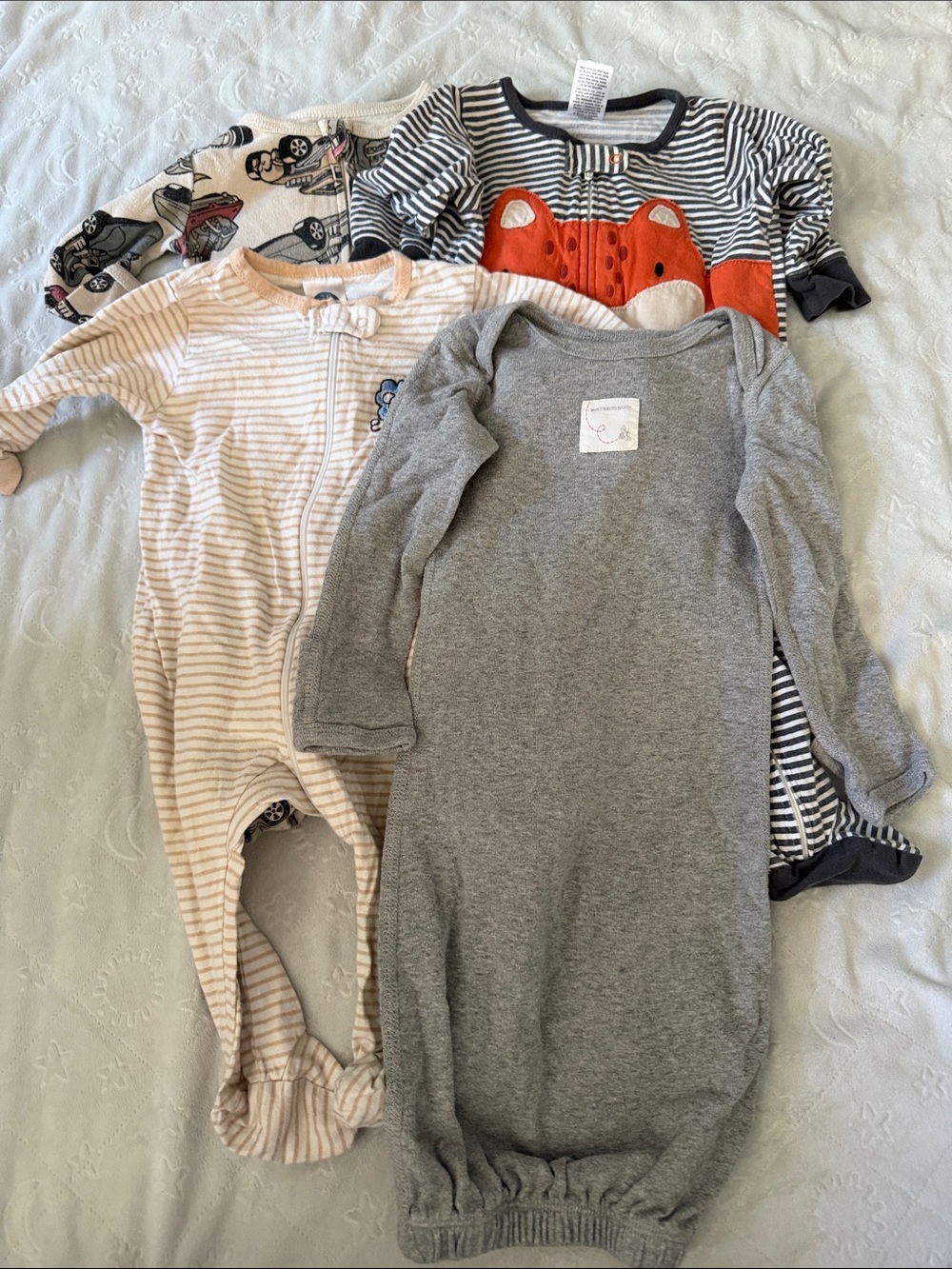 Baby One-Piece Bundle - Gray, Cream, Navy & Orange Mix 3-6 months